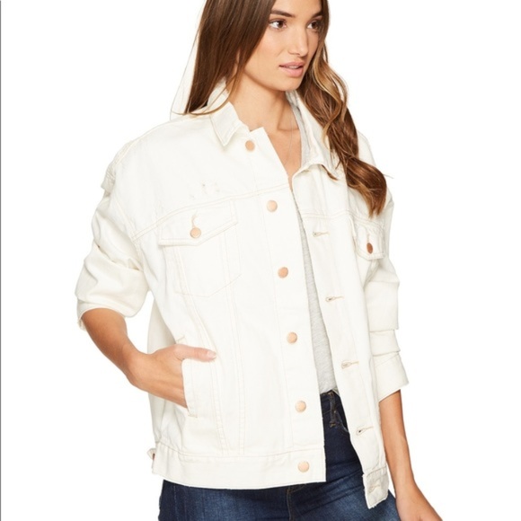 Free People Jackets & Blazers - Free People White Trucker Denim Jean Jacket NWT